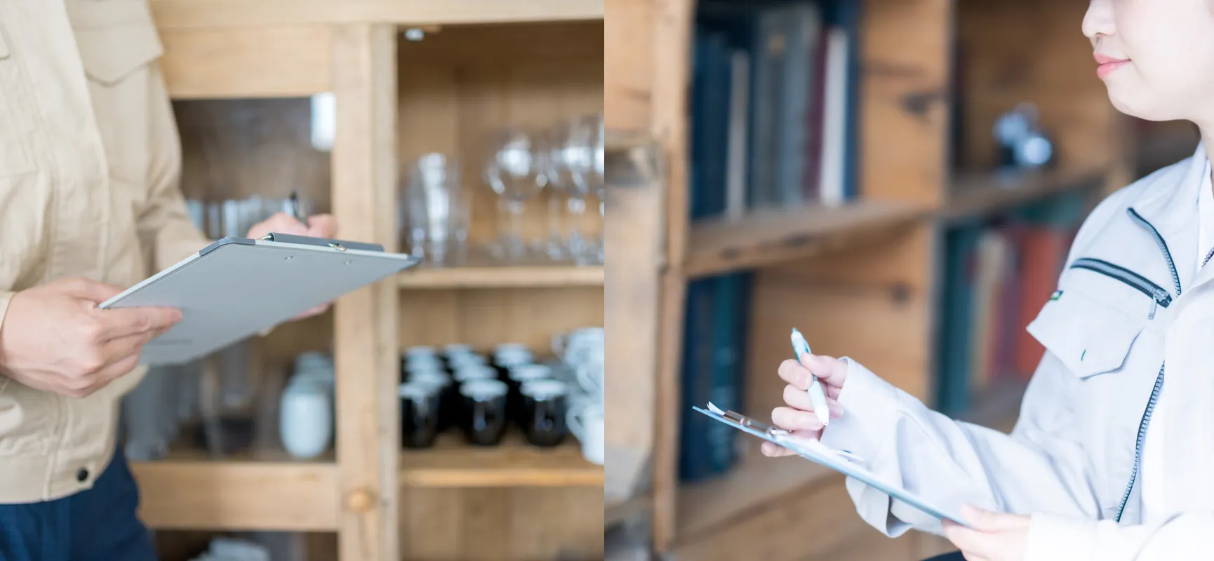 スタッフが不用品を仕分けし査定している様子